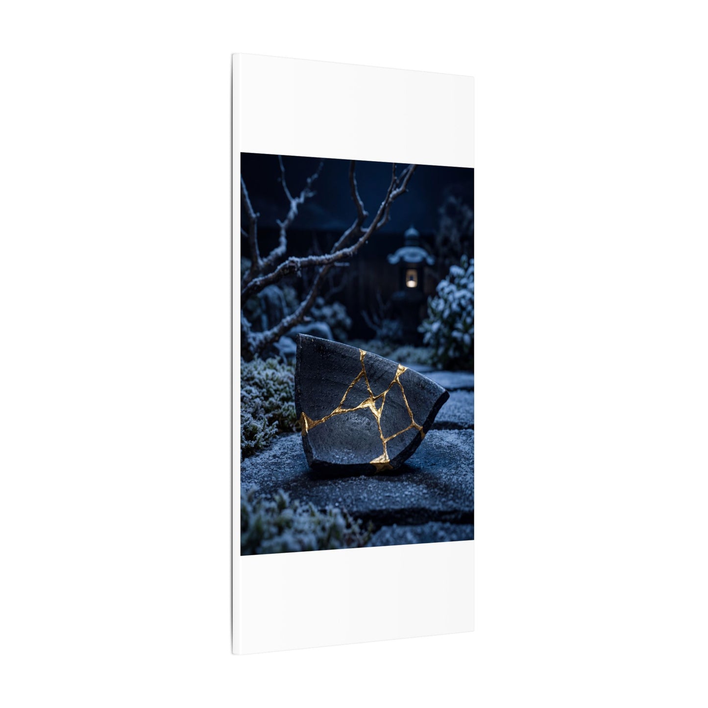 Moonlit Garden Winter Canvas Art | Kintsugi Artful Design