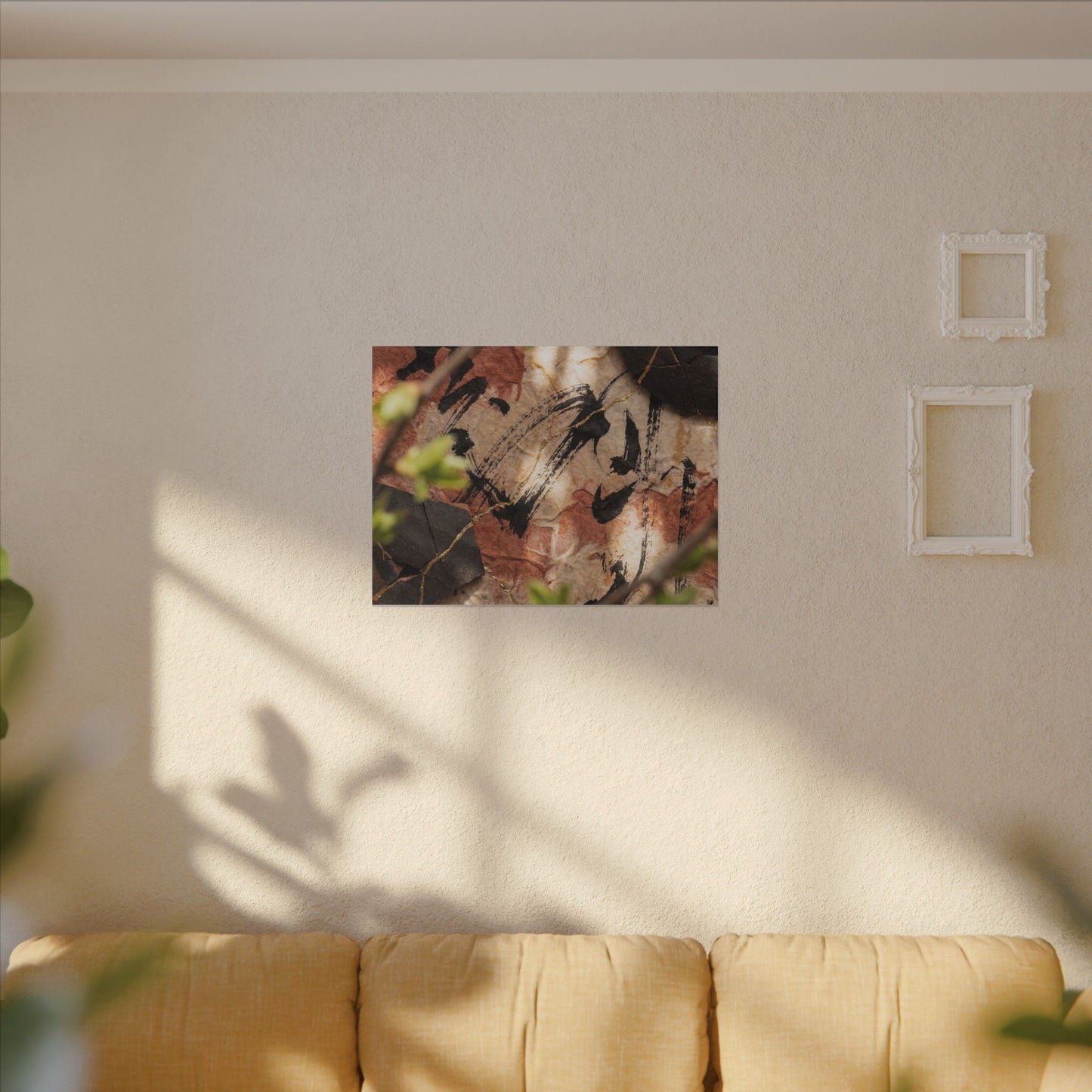 Datsuzoku Ink Brushstroke Canvas Art - Kintsugi Gold Repair