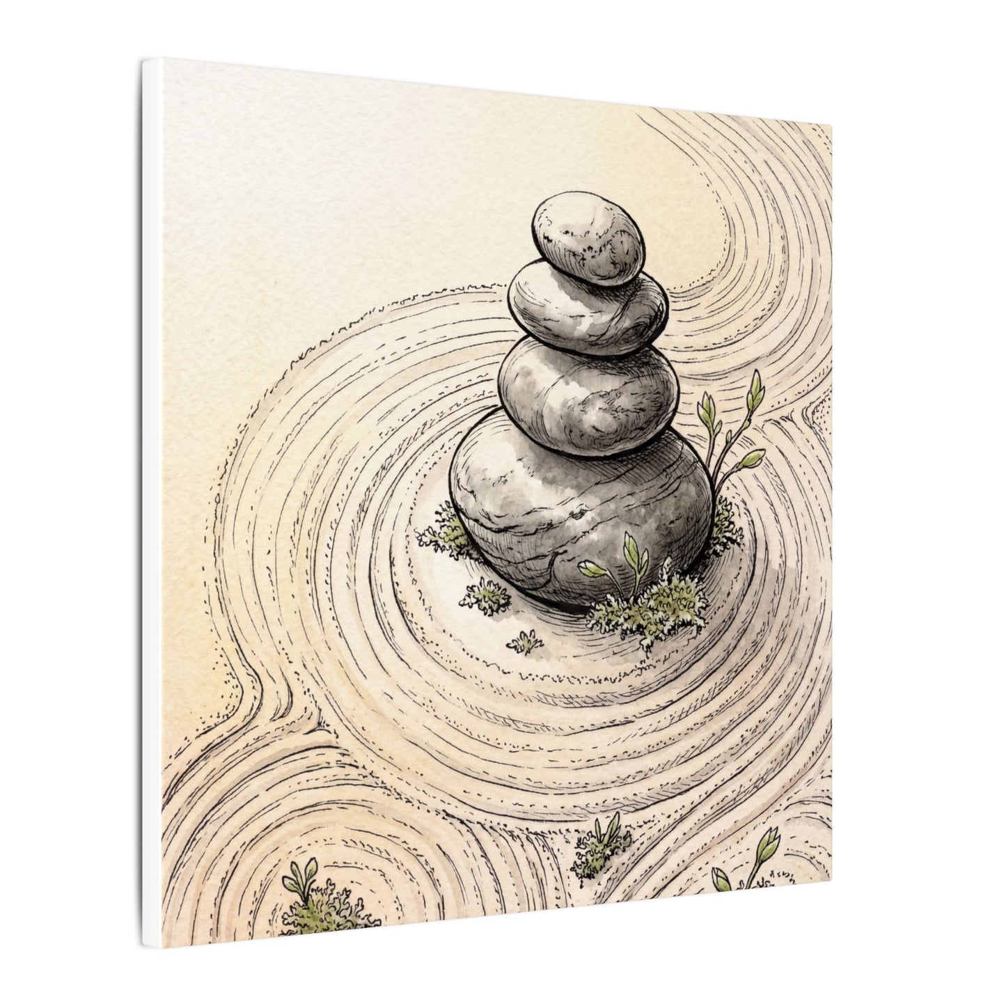 River Stones Spring Canvas Art | Zen Serene Design