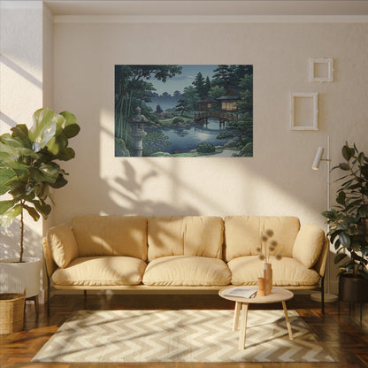 Summer Moonlit Garden Ukiyo E Inspired Canvas Art | Serene Decor