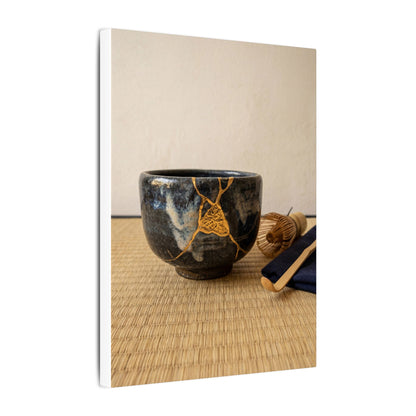Kanso Tea Ceremony Canvas Art - Kintsugi Gold Vein