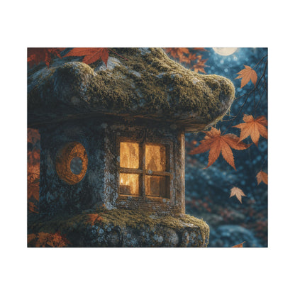 Autumn Stone Lantern Forest Whimsy Canvas Art | Earthy Decor