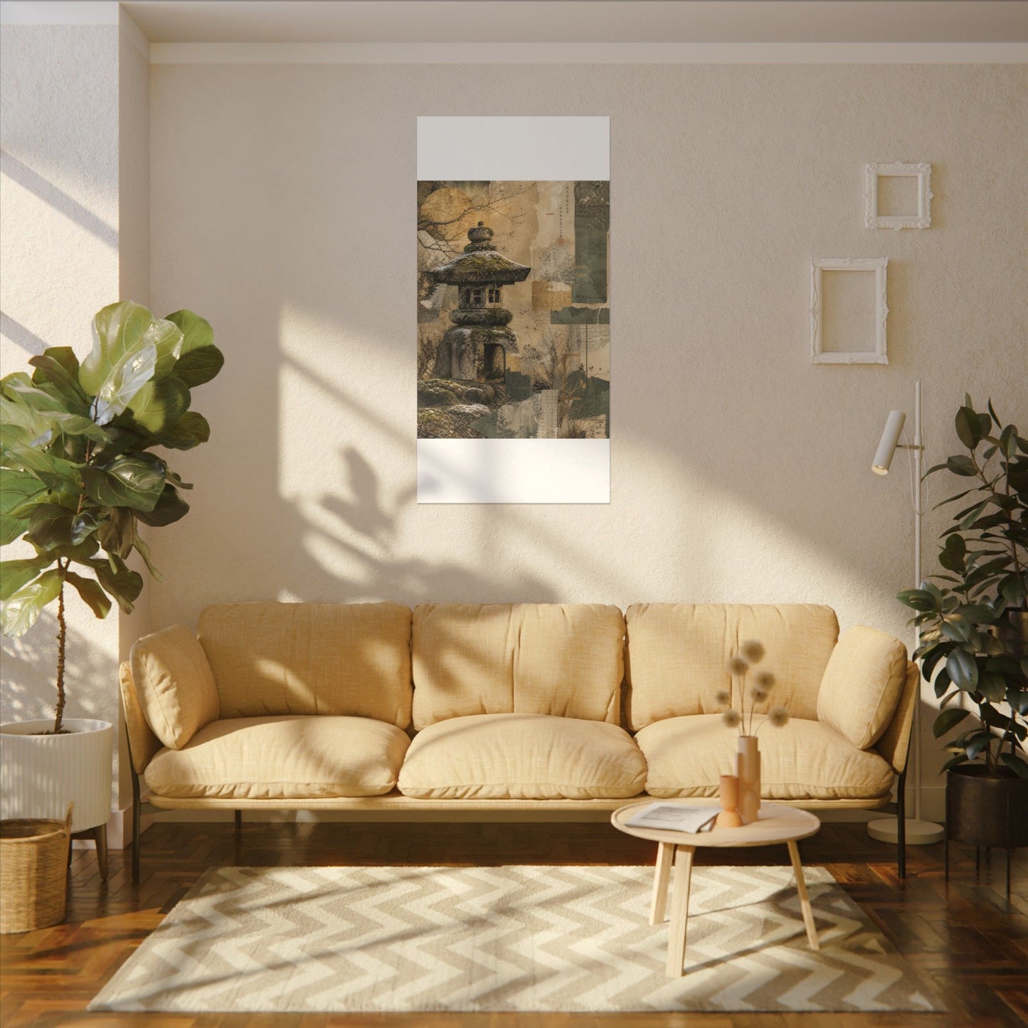 Elegant Stone Lantern Canvas Art - Texture Japandi