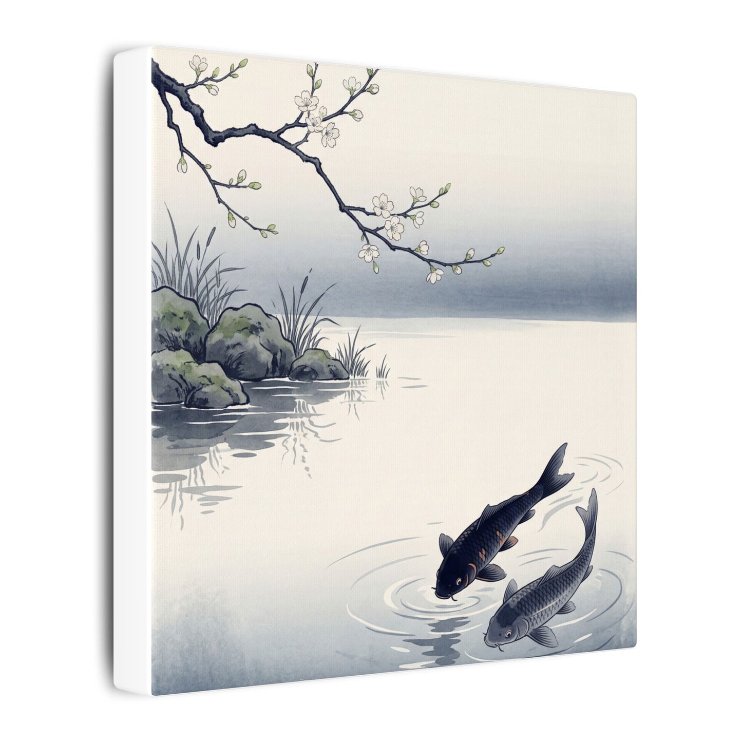 Ma Koi Pond Canvas Art - Zen Ukiyo E Inspired
