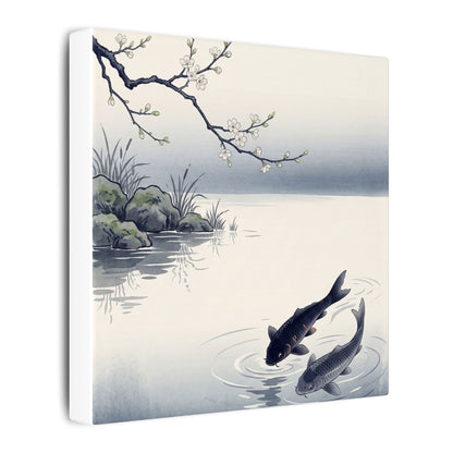 Ma Koi Pond Canvas Art - Zen Ukiyo E Inspired