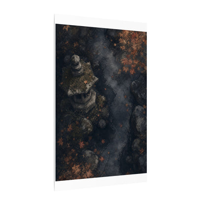 Stone Lantern Canvas Art | Autumn Japandi Texture Art
