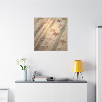 Autumn Bamboo Grove Japanese Pattern Canvas Art | Neutral Decor