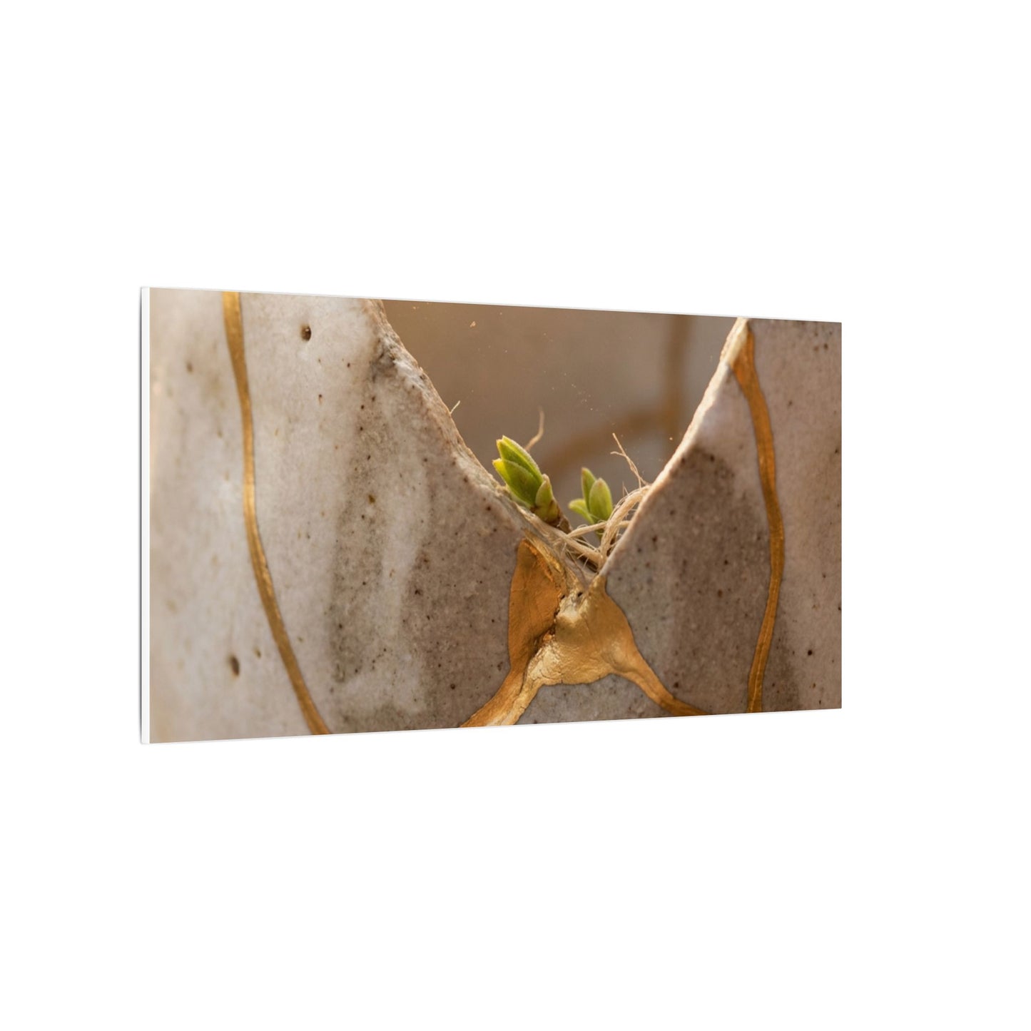 Golden Hour Broken Pottery Canvas Art - Japandi Kanso