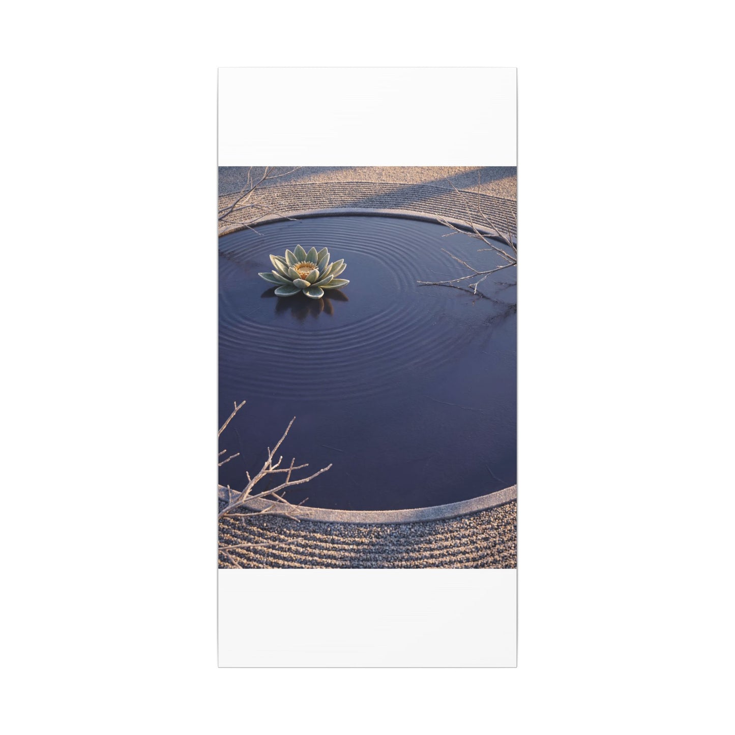 Lotus Flower Canvas Art | Winter Zen Karesansui Art