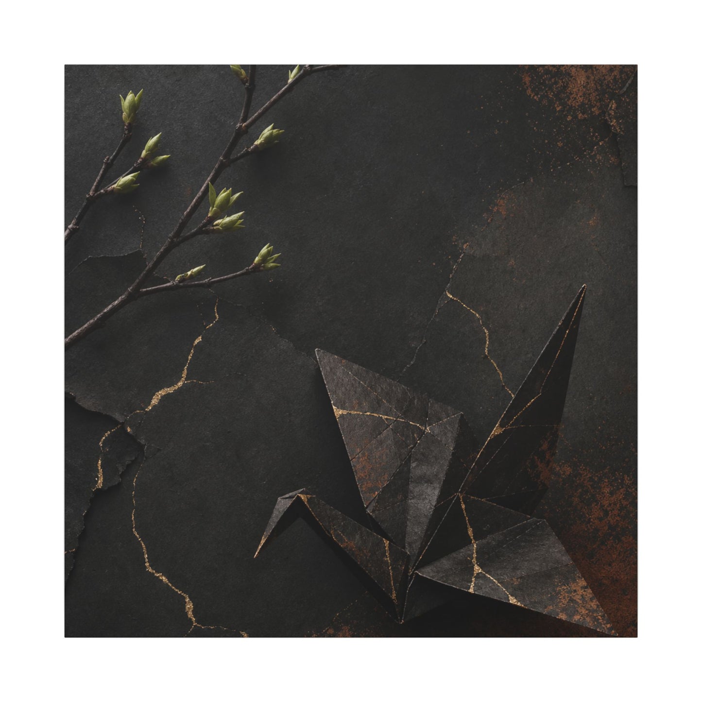 Paper Fold Canvas Art | Spring Kintsugi Broken Beauty Art