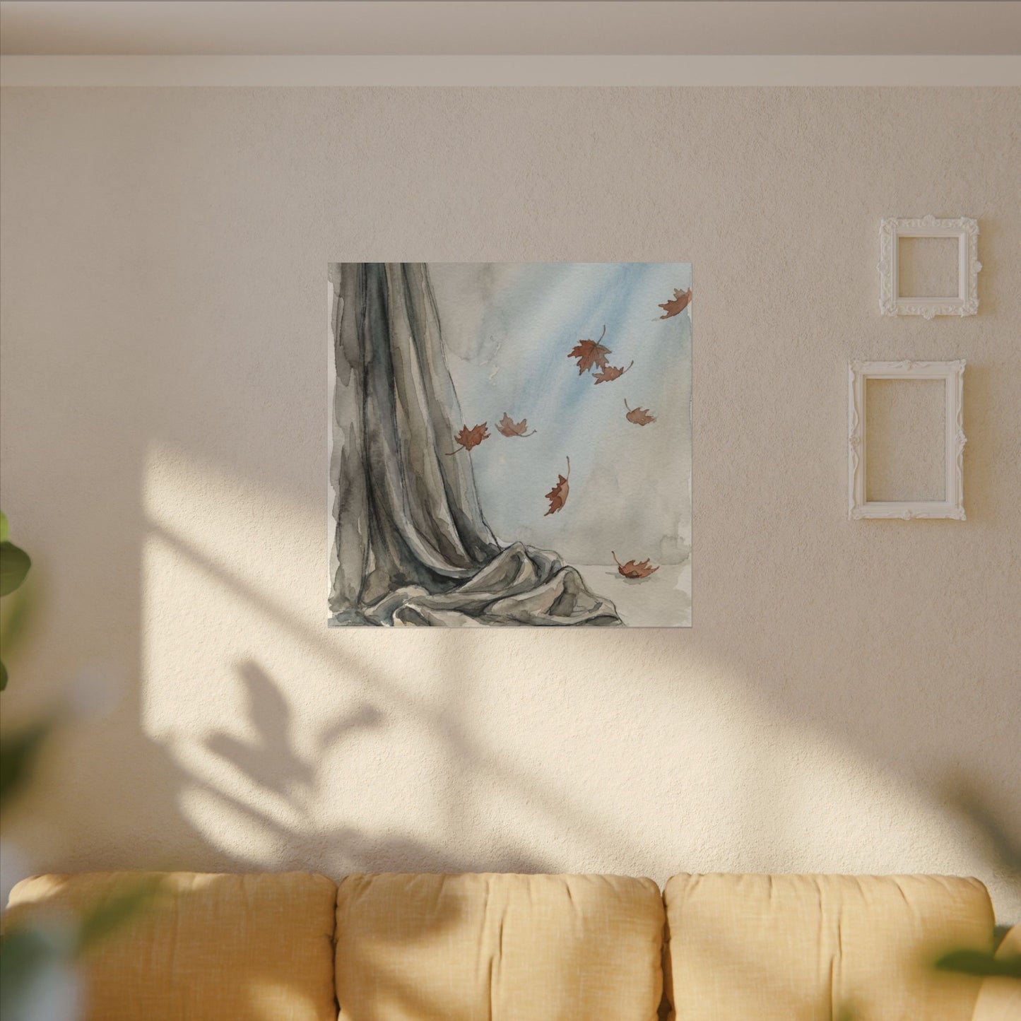 Ma Silk Drape Canvas Art - Japandi Watercolor