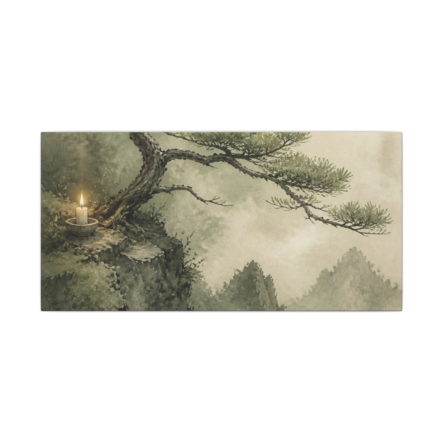 Candlelight Pine Tree Canvas Art - Japandi Kanso