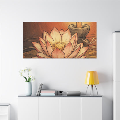 Lotus Flower Summer Canvas Art | Zen Contemplative Design