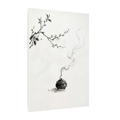 Calm Incense Smoke Canvas Art - Sumi E Zen