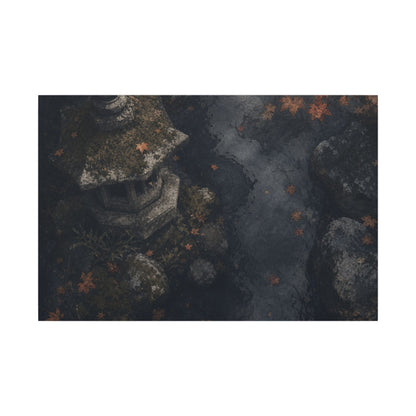 Stone Lantern Canvas Art | Autumn Japandi Texture Art