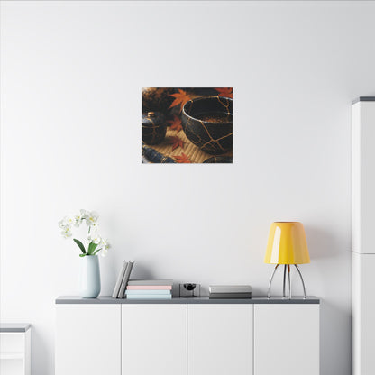 Seijaku Tea Ceremony Canvas Art - Kintsugi Gold Repair