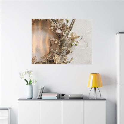 Dried Flowers Japanese Pattern Canvas Art | Neutral Japandi Art
