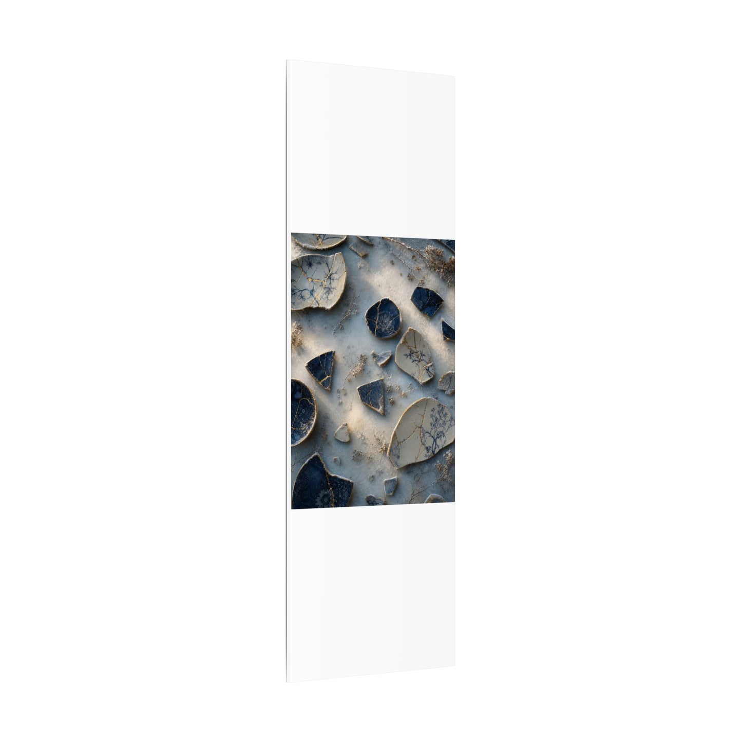 Broken Pottery Canvas Art | Winter Kintsugi Gold Vein Art