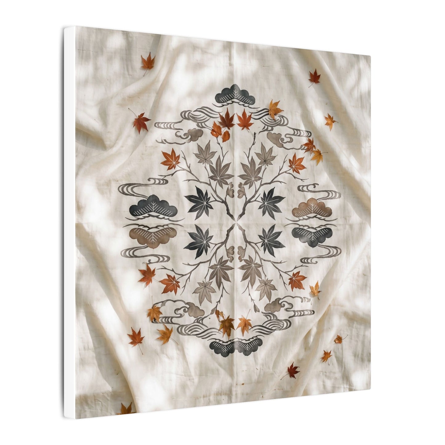 Elegant Silk Drape Canvas Art - Japanese Pattern Japandi