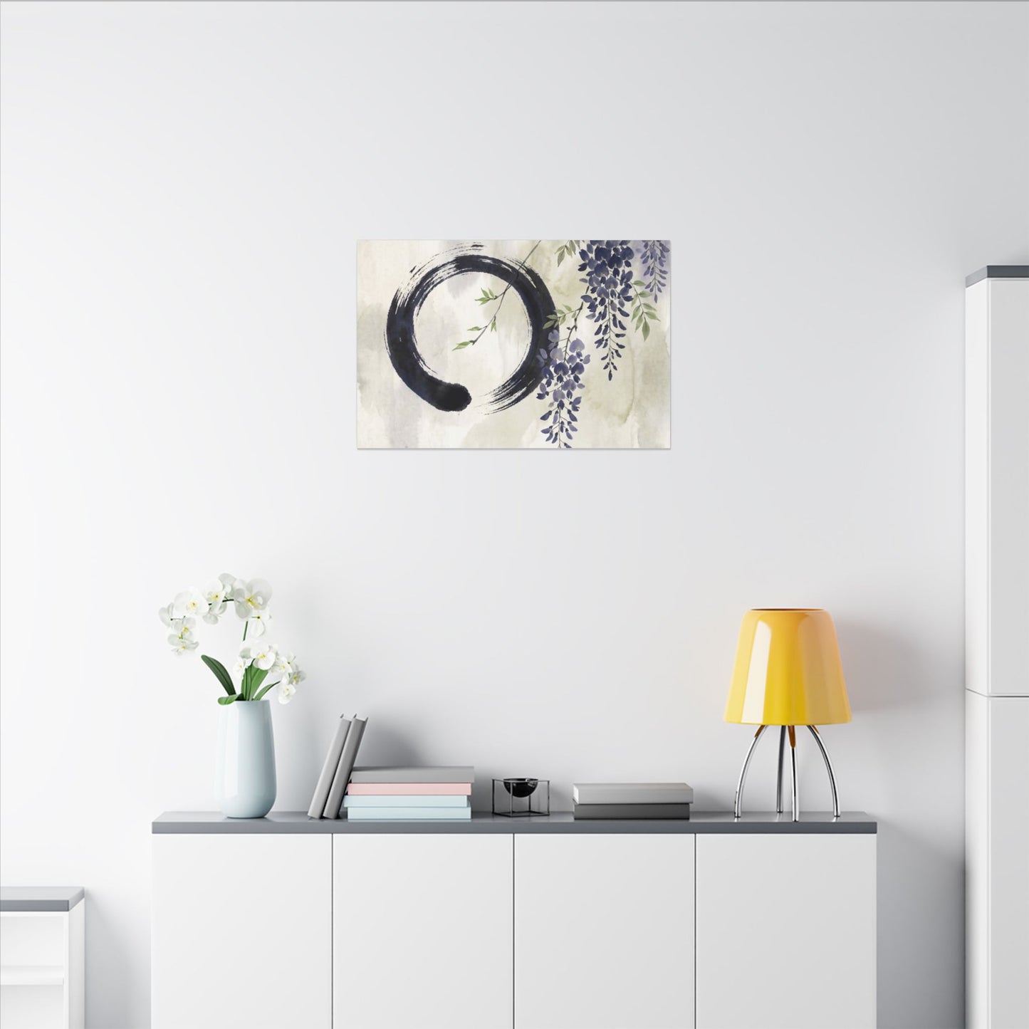 Wisteria Enso Canvas Art | Serene Zen Art