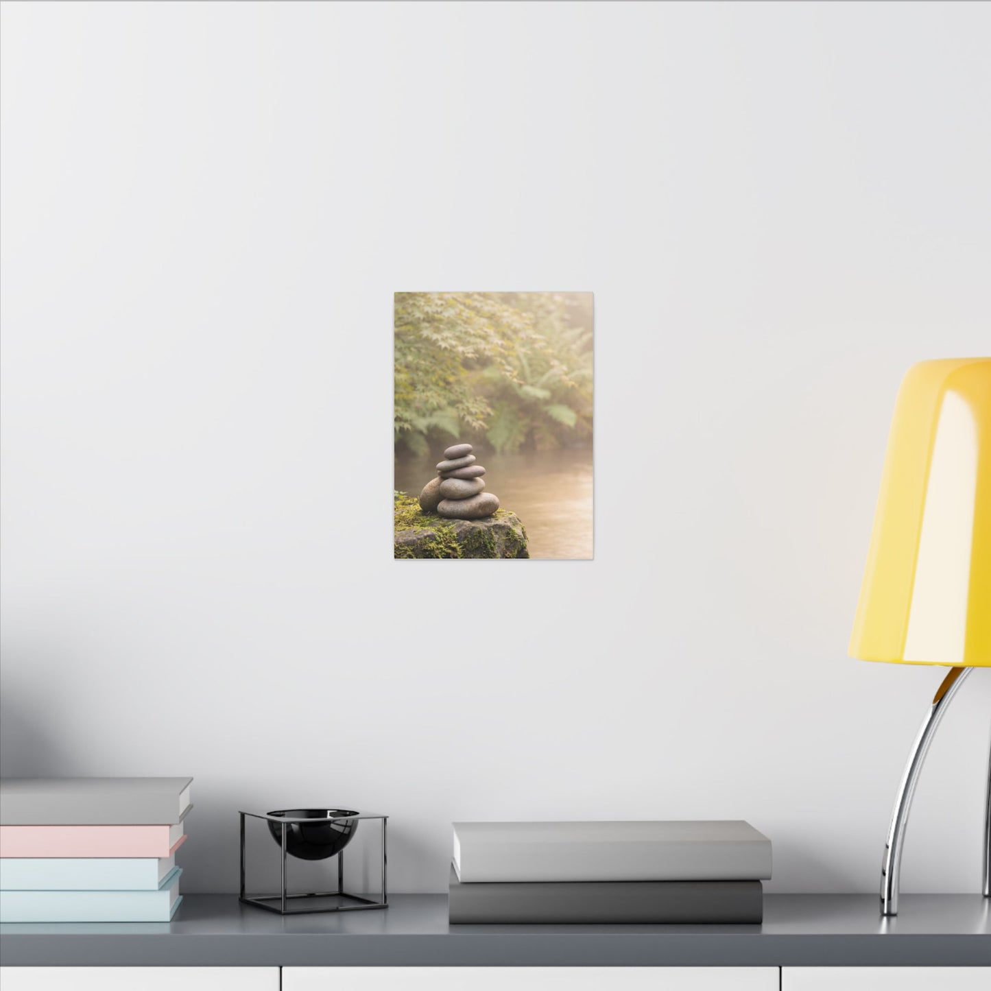 Cozy River Stones Canvas Art - Japanese Pattern Japandi