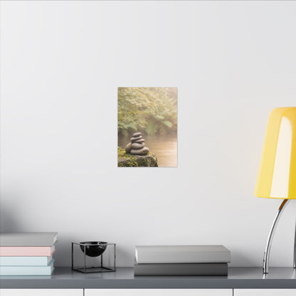 Cozy River Stones Canvas Art - Japanese Pattern Japandi