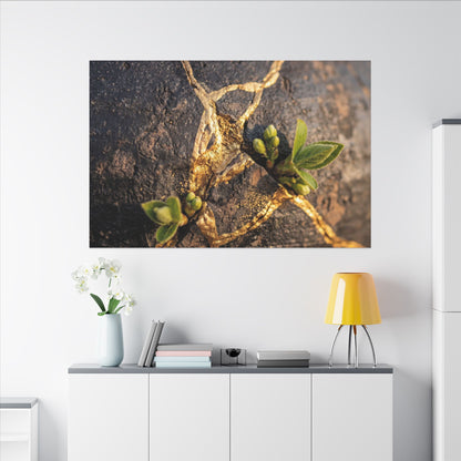 Rust Patina Gold Repair Canvas Art | Resilient Kintsugi Art