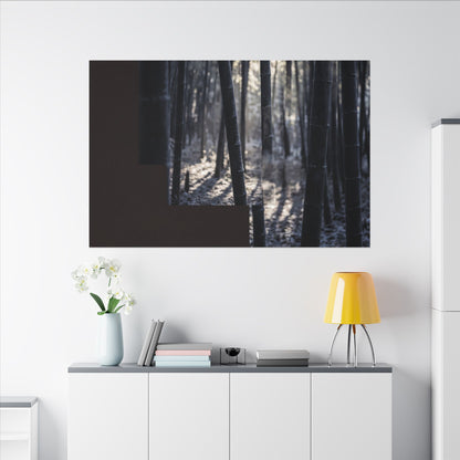 Bamboo Grove Canvas Art | Winter Dark Japandi Moody Minimal Art
