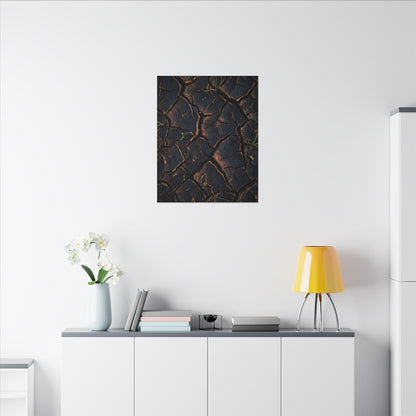 Cracked Earth Moody Minimal Canvas Art | Luxurious Dark Japandi Art