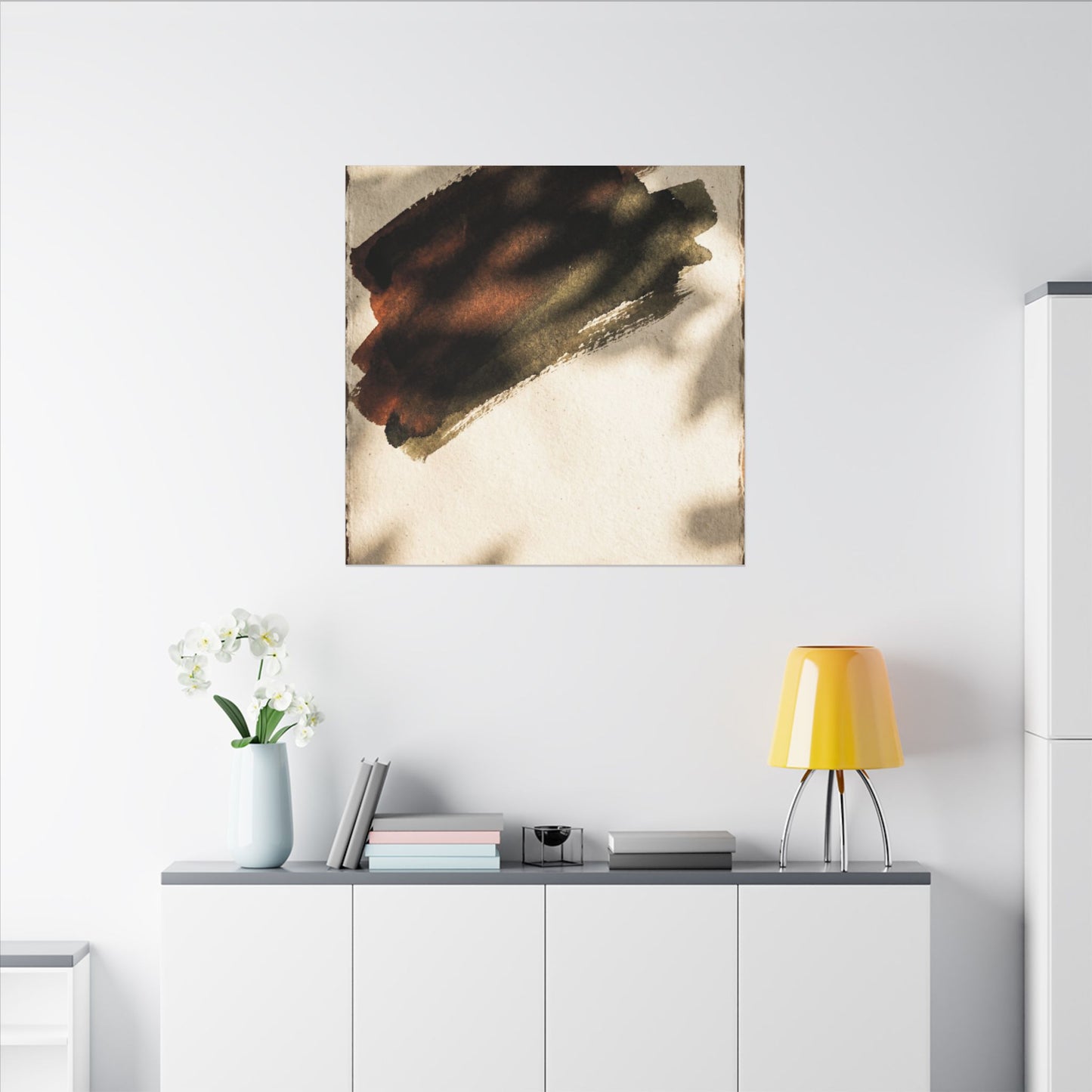Ink Brushstroke Canvas Art | Summer Dark Japandi Moody Minimal Art