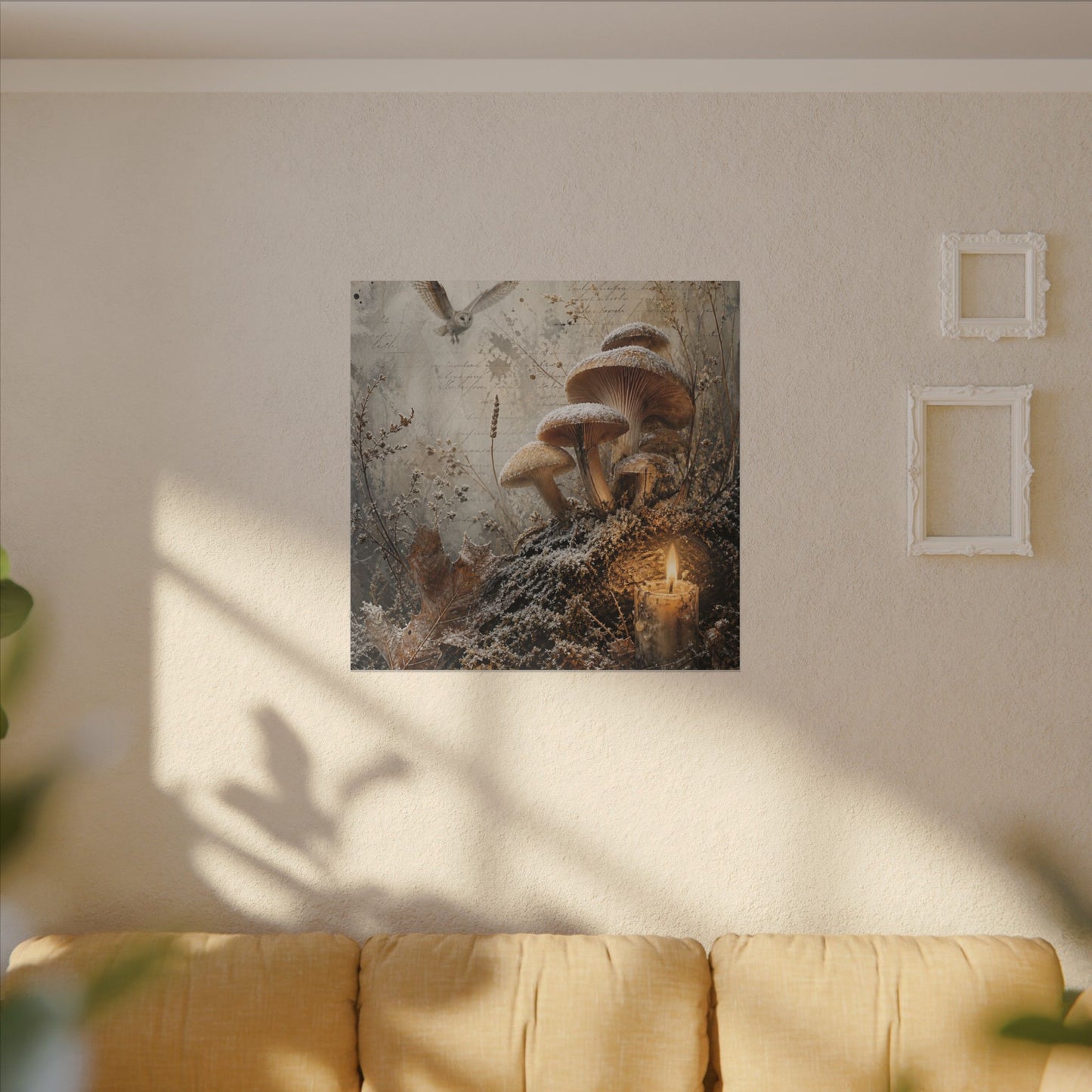 Wild Mushrooms Texture Canvas Art | Elegant Japandi Art
