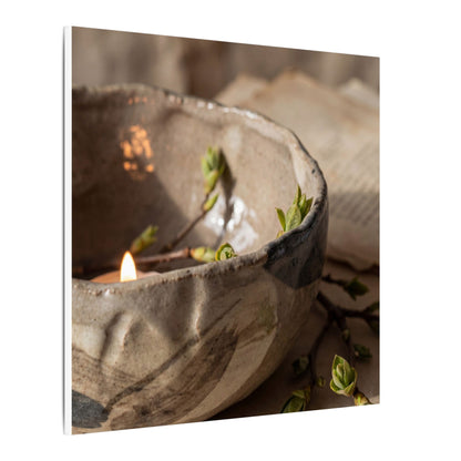 Candlelight Ceramic Bowl Canvas Art - Japandi Ma