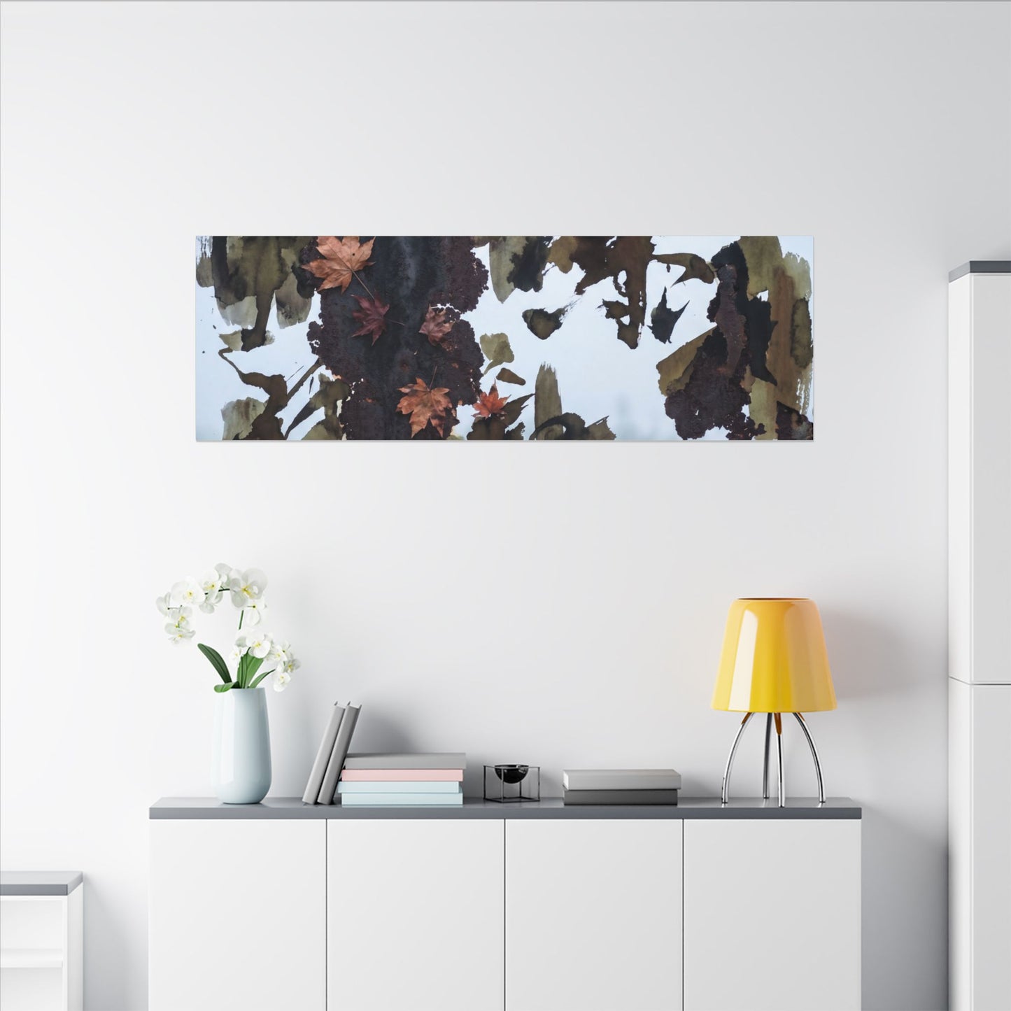 Rust Patina Charcoal Ink Canvas Art | Sophisticated Dark Japandi Art