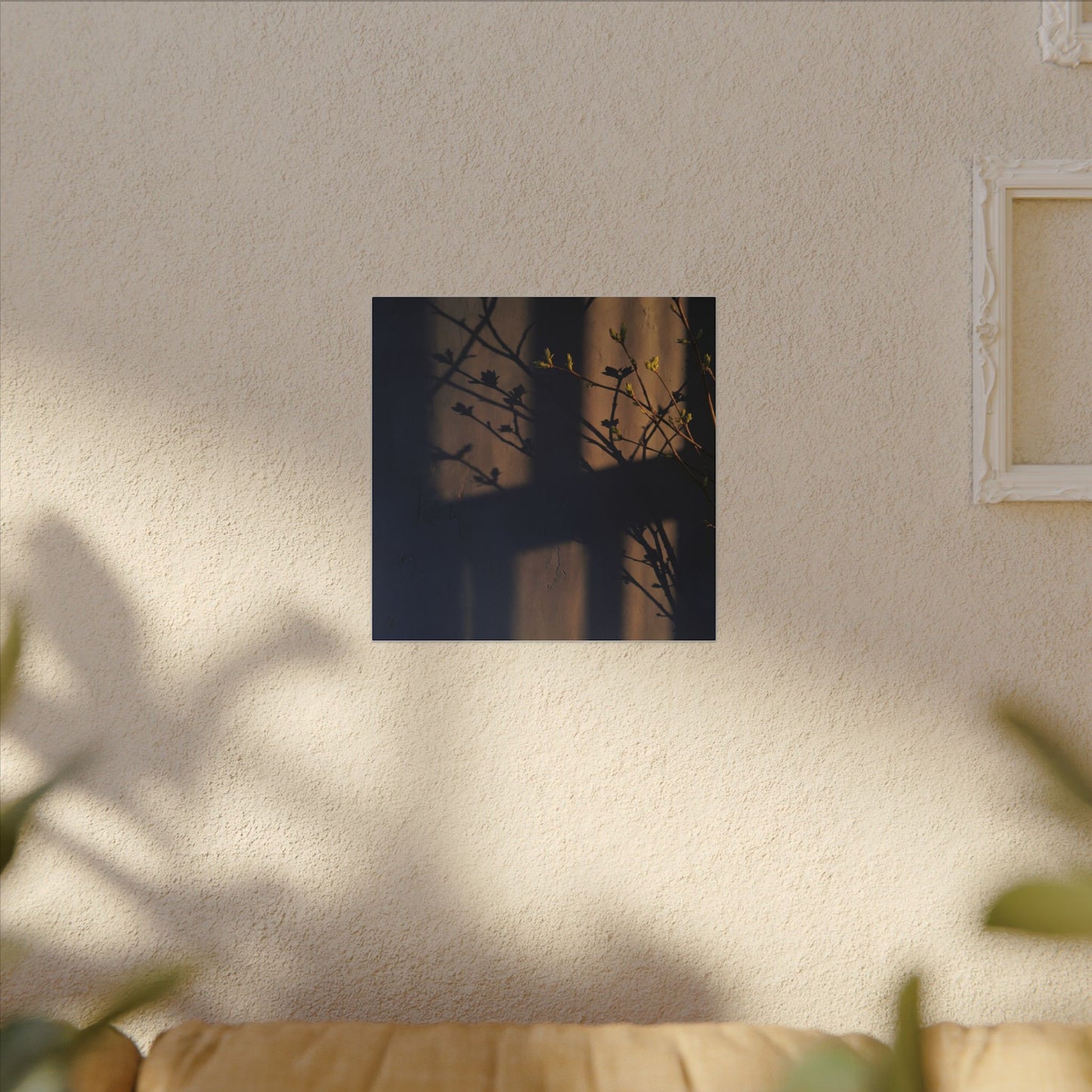 Shadow Play Canvas Art | Spring Dark Japandi Shadow Zen Art