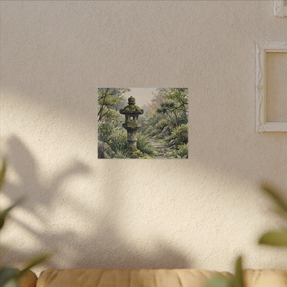 Neutral Stone Lantern Canvas Art - Watercolor Japandi