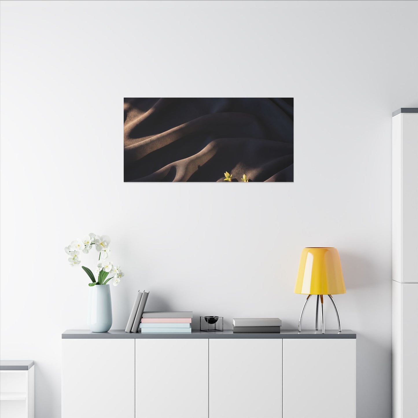 Silk Drape Shadow Zen Canvas Art | Luxurious Dark Japandi Art