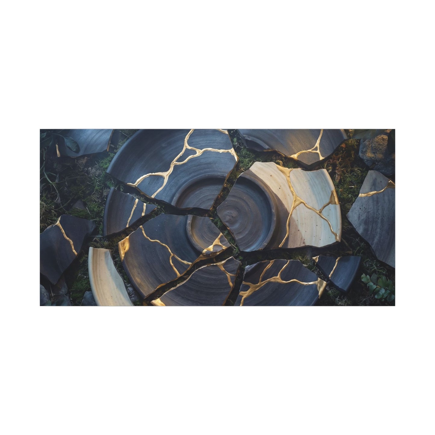 Resilient Broken Pottery Canvas Art - Gold Vein Kintsugi