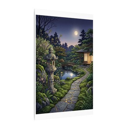 Spring Moonlit Garden Gold Vein Canvas Art | Resilient Decor