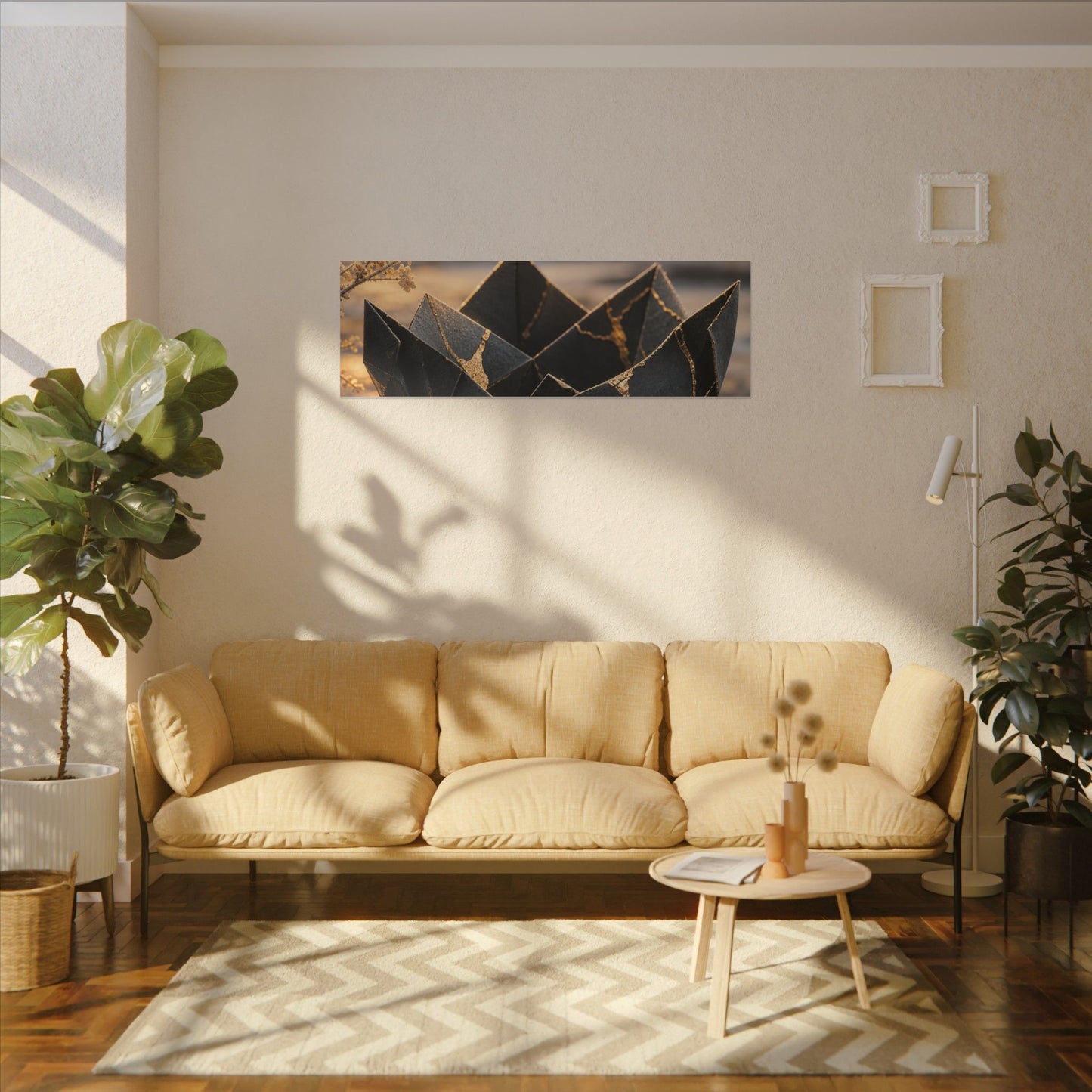 Kintsugi Paper Fold in Golden Hour | Gold Repair Canvas Art