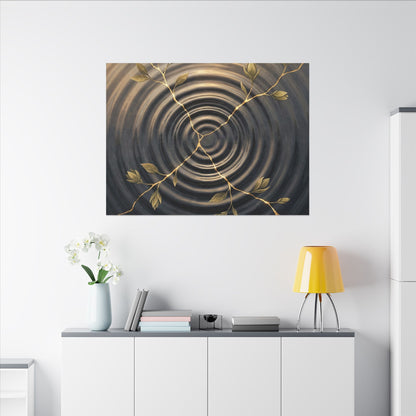 Kanso Water Ripple Canvas Art - Kintsugi Gold Vein