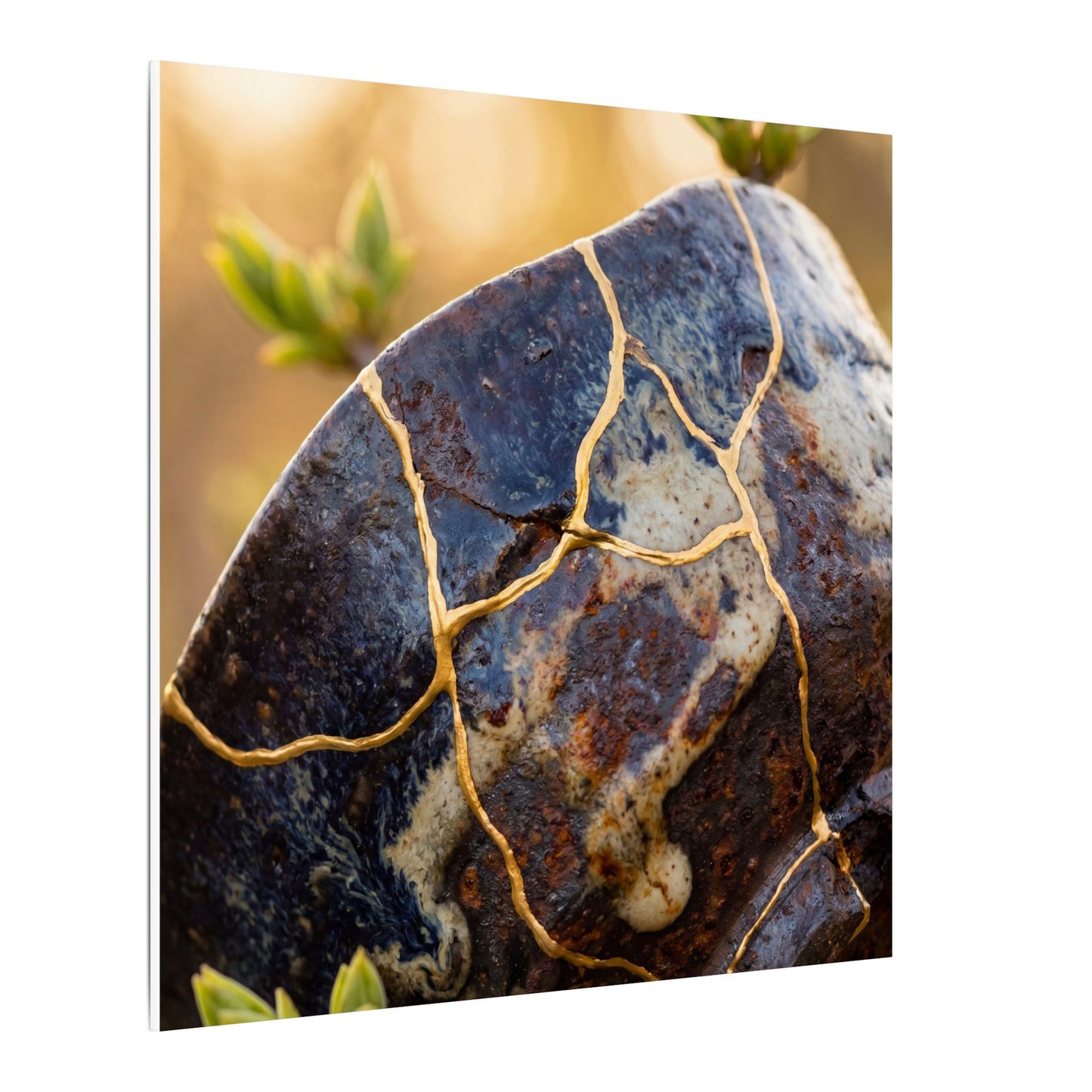 Fukinsei Rust Patina Canvas Art - Kintsugi Gold Repair
