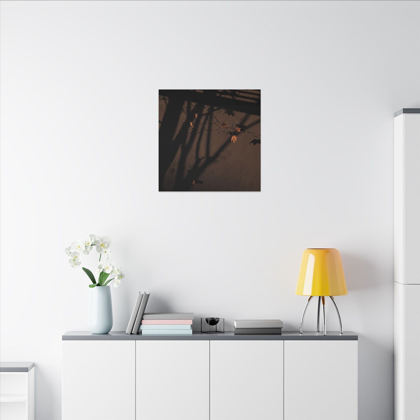 Shadow Play Autumn Canvas Art | Dark Japandi Luxurious Design