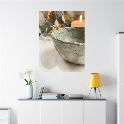 Ceramic Bowl Canvas Art | Summer Japandi Watercolor Art
