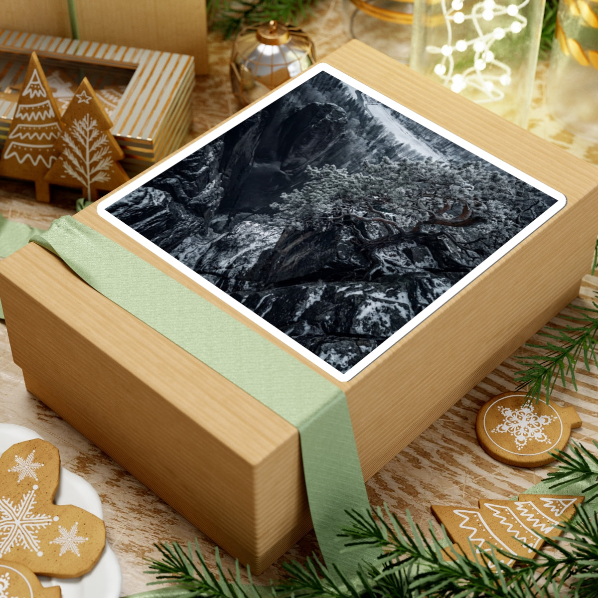 Dappled Pine Tree Sticker - Dark Japandi Seijaku Art Print