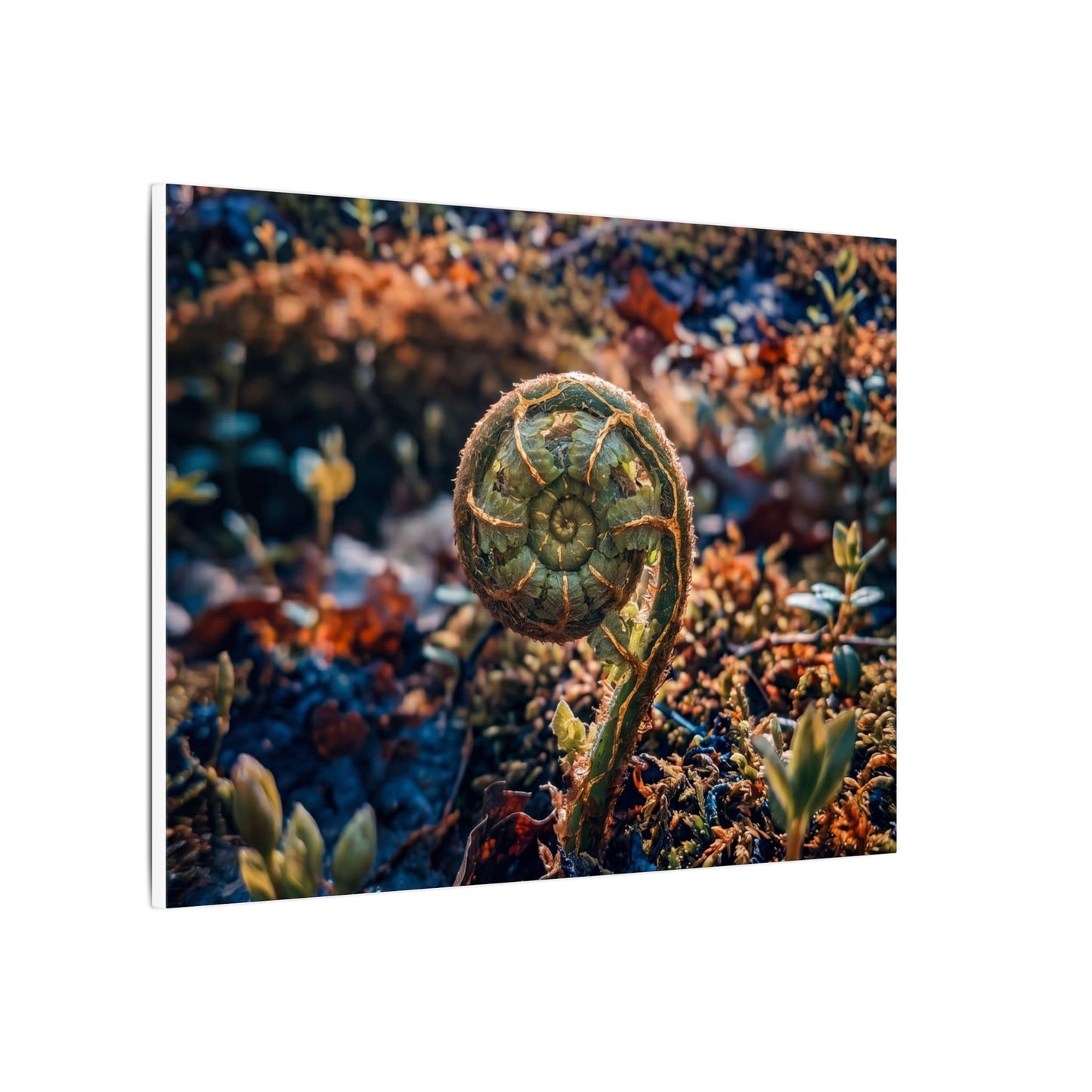 Kintsugi Fern Unfurling in Dappled | Gold Vein Canvas Art