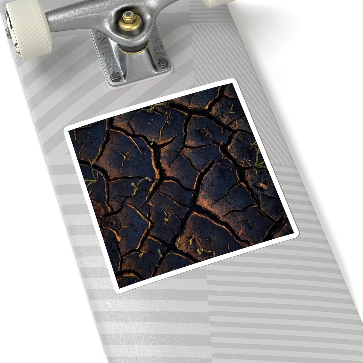 Golden Hour Cracked Earth Sticker - Dark Japandi Kanso Art Print