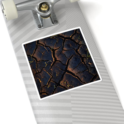 Golden Hour Cracked Earth Sticker - Dark Japandi Kanso Art Print