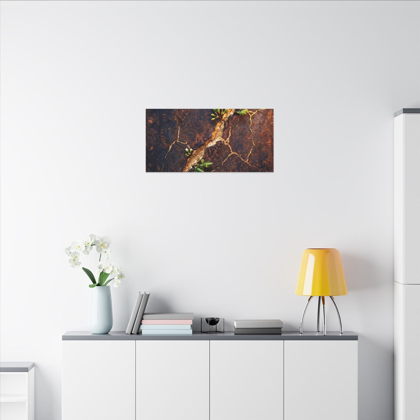 Rust Patina Spring Canvas Art | Kintsugi Resilient Design