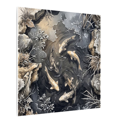 Koi Pond Canvas Art | Winter Japandi Japanese Pattern Art