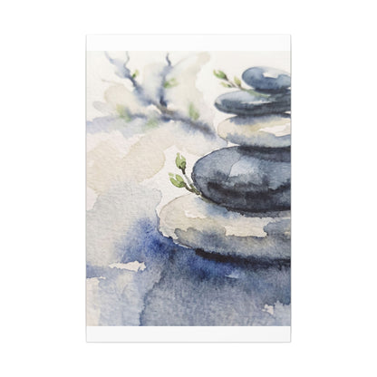 River Stones Watercolor Canvas Art | Cozy Japandi Art